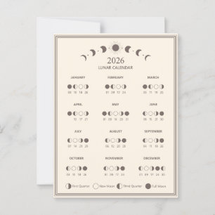 2026 Mondphasenkalender Mondzyklen Minimalistisch Postkarte