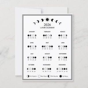 2026 Mondphasenkalender Mondzyklen Minimalistisch Postkarte