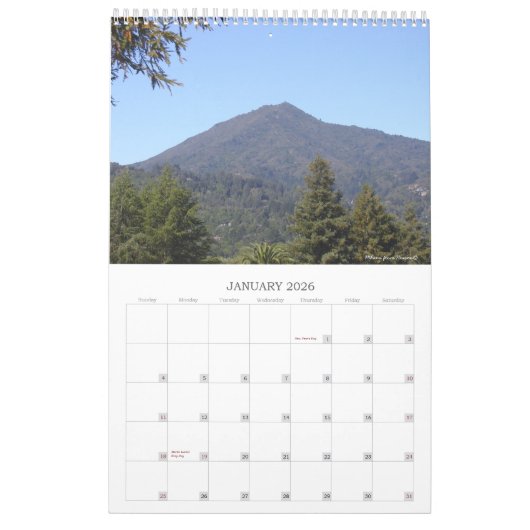 2026 Mt Tamalpais California Calendar II 1 Page Kalender (Jan 2026)