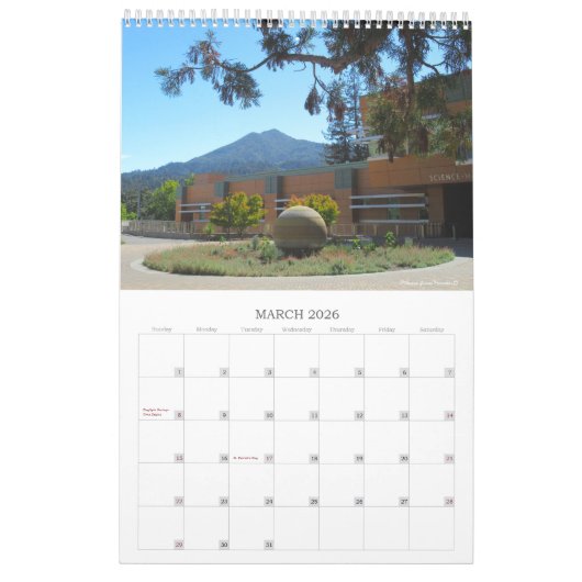 2026 Mt Tamalpais California Calendar II 1 Page Kalender (Mär 2026)
