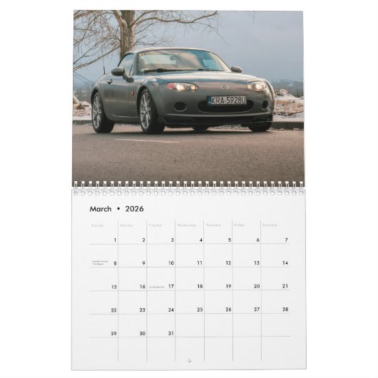 2026 MX-5 Miata Calendar Kalender (Mär 2026)