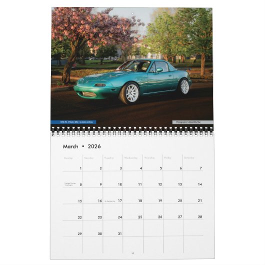 2026 MX-5 Miata Calendar Kalender (Mär 2026)