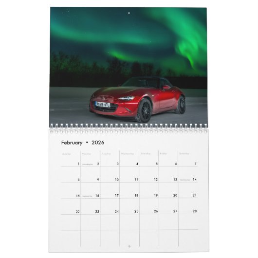 2026 MX-5 Miata Calendar Kalender (Feb 2026)