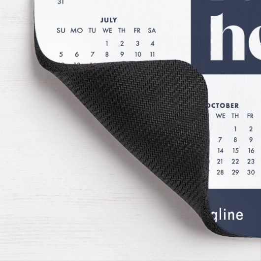 2026 Navy Blue-Volljahreskalender für Firmenlogos Mousepad (Ecke)