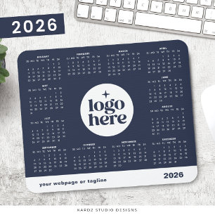 2026 Navy Blue-Volljahreskalender für Firmenlogos Mousepad