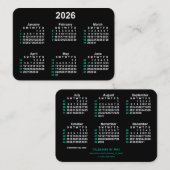 2026 Neon 52 Week ISO Kalender von Janz Visitenkarte (Vorne/Hinten)