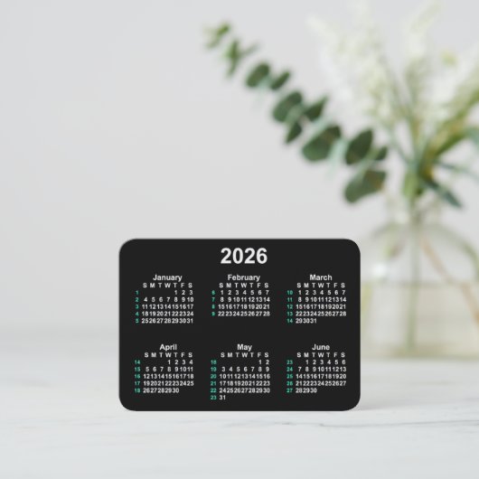 2026 Neon 52 Week ISO Kalender von Janz Visitenkarte (Stehend Vorderseite)