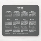 2026 Neon Charcoal Calendar by Janz Mousepad (Vorne)