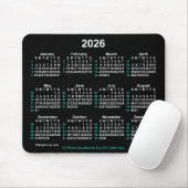 2026 Neon White 52 Weeks ISO Calendar by Janz Mousepad (Mit Mouse)