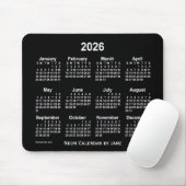 2026 Neon White Calendar von Janz Mousepad (Mit Mouse)