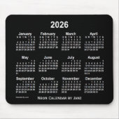 2026 Neon White Calendar von Janz Mousepad (Vorne)