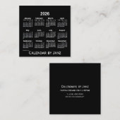 2026 Neon White Calendar von Janz Quadratische Visitenkarte (Vorne/Hinten)