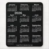 2026 Neon White Large Print Calendar von Janz Mousepad (Vorne)