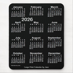 2026 Neon White Large Print Calendar von Janz Mousepad