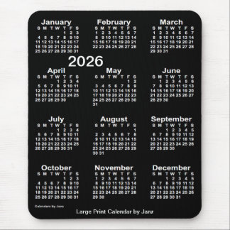2026 Neon White Large Print Calendar von Janz Mousepad