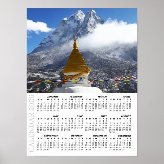 2026 Nepal Kalender, Ama Dablam, Sagarmatha Poster (Vorne)