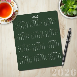 2026 Neuer Minimalistischer Wald - Grünkalender Mousepad