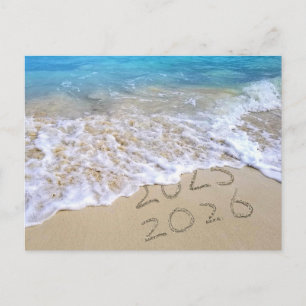 2026 Neues Jahr tropischer Strand Feiertagspostkarte