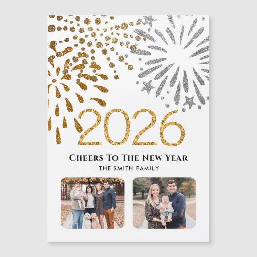 2026 Neujahrsfestival Feuerwerke 2 Foto Magnetic Magnetkarte (Vorderseite)