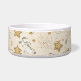 2026 New Year Cat Bowl – Gold Stars & Paw Prints Napf