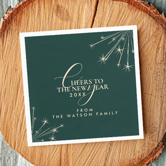 2026 New Year Classy Modern Typography Green Serviette