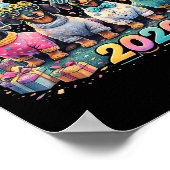 2026 New Year Dachshund Party Fireworks Fun Poster (Ecke)