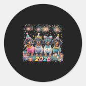 2026 New Year Dachshund Party Fireworks Fun  Runder Aufkleber (Vorderseite)