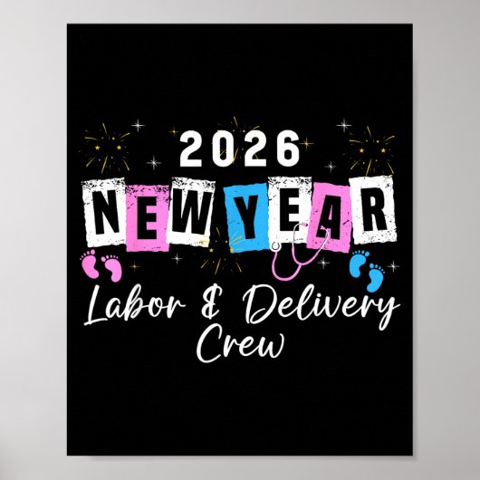 2026 New Year Labor And Delivery Nurse Fireworks E Poster (Vorne)