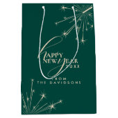 2026 New Year Modern Festive Typography Teal Mittlere Geschenktüte (Vorderseite)