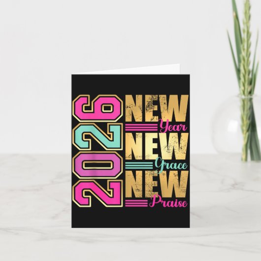2026 New Year New Grace New Praise Retro Nge Desig Karte (Vorderseite)