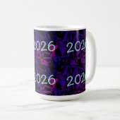 2026 New Year New Years purple fun number Kaffeetasse (VorderseiteRechts)