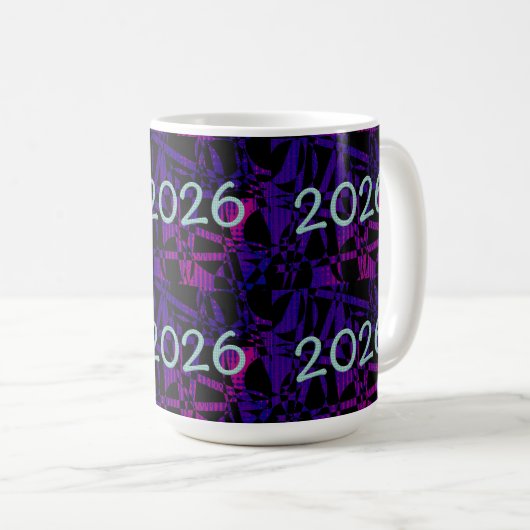 2026 New Year New Years purple fun number Kaffeetasse (VorderseiteRechts)