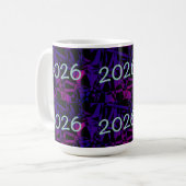 2026 New Year New Years purple fun number Kaffeetasse (Vorderseite Links)