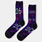 2026 New Year New Years socks purple fun funny Socken (Linkes Detail)