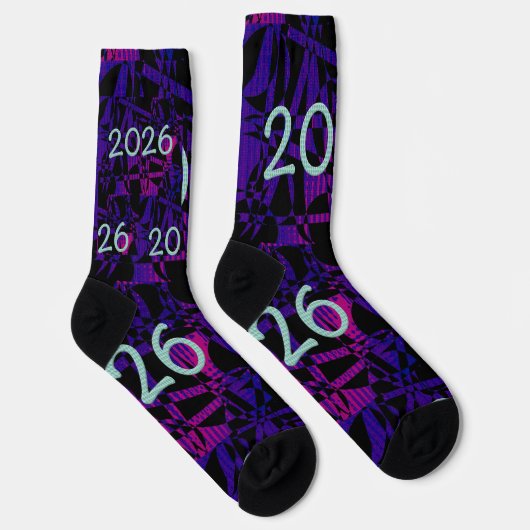 2026 New Year New Years socks purple fun funny Socken (Rechts)