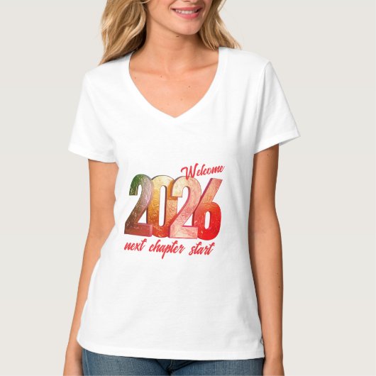 2026 NEW YEAR WOMENS BASIC VNECK TSHIRT (Vorderseite)