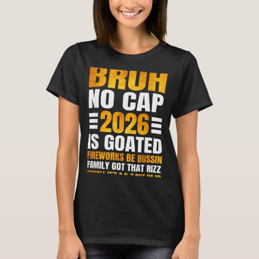 2026 New Year's Bruh No Cap Countdown Bussin Funny T-Shirt (Vorderseite)