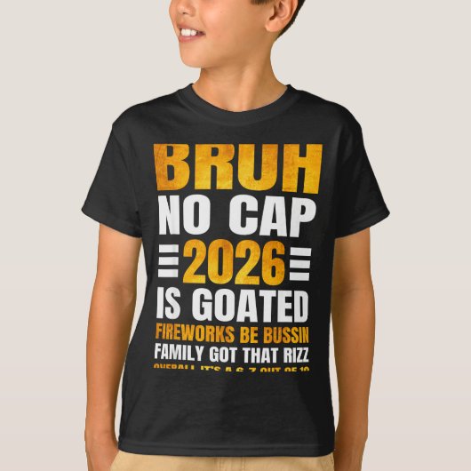 2026 New Year's Bruh No Cap Countdown Bussin Funny T-Shirt (Vorderseite)