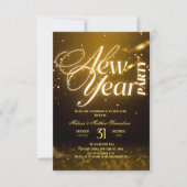 2026 New Years Eve Party Gold Glitter Black Einladung (Vorderseite)
