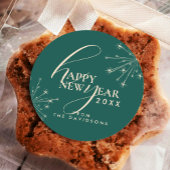 2026 New Year's Festive Stylish Typography Teal  Runder Aufkleber