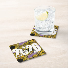 2026 New Years Trippy Bold Font Rechteckiger Pappuntersetzer