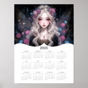 2026 Niedlich Fairy Fantasy Art Full Year Calendar Poster