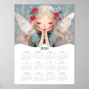 2026 Niedlich Fairy Fantasy Art Full Year Calendar Poster