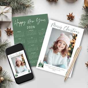 2026 Niedlich Sage Green Christmas Tree Foto Calen Feiertagskarte