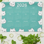 2026 niedliche Katzengesichter im Kalender Geschirrtuch (Gefaltet)