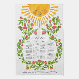 2026 Niedlicher Kalender Geschirrtuch