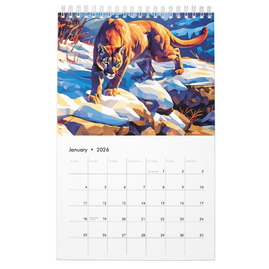 2026 North American Wildlife Single Page Kalender (Jan 2026)