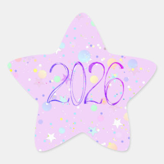 2026 number new year cute pink purple Stern-Aufkleber