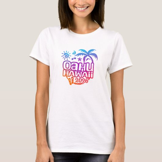 2026 Oahu, Hawaii Urlaub oder Reise T-Shirt (Vorderseite)