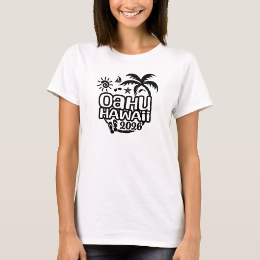 2026 Oahu, Hawaii Urlaub oder Reise T-Shirt (Vorderseite)